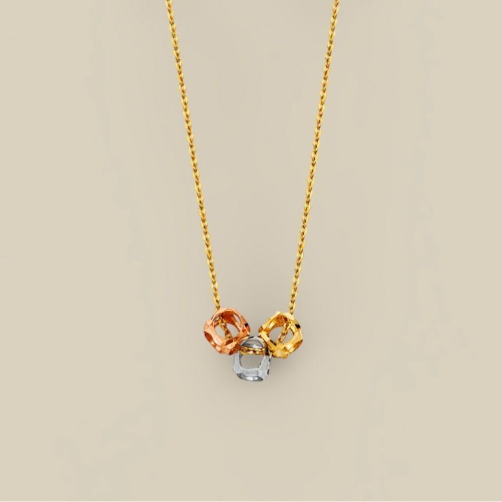 14k solid gold cubes necklace 17” + 1” perfect gift real gold necklace
